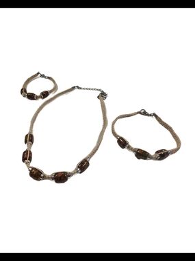 Stunning 3-Piece Beaded Cord Jewelry Set - Necklace, Bracelet & Ankle Bracelet